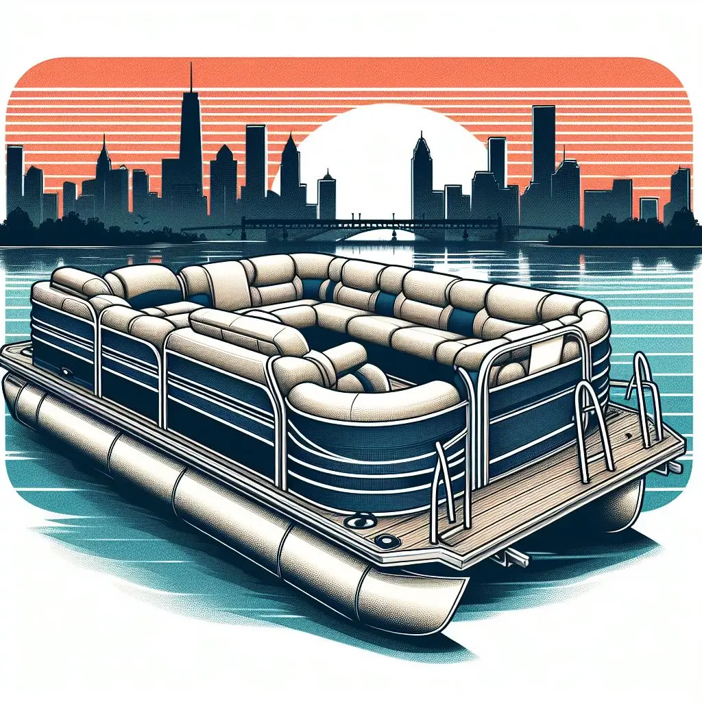 Graphic art of a pontoon boat with swivel seating
